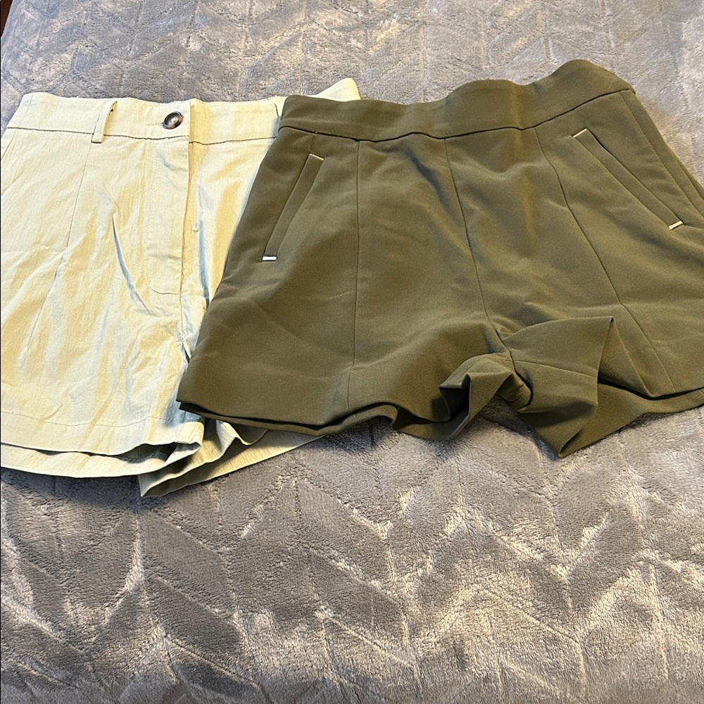 Stylish Women's Shorts Set - Olive Green and Light Green